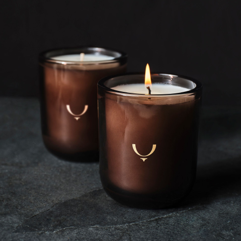Two candles with the winter symbol